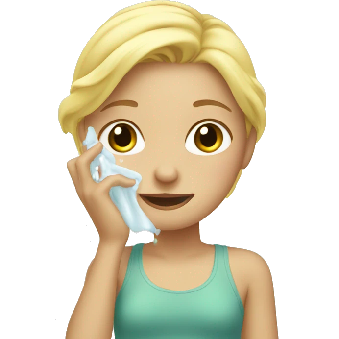 Blonde girl washes her Face emoji