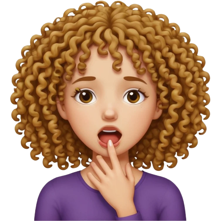 Mixed curly haired girl choking herself with her own hands  emoji