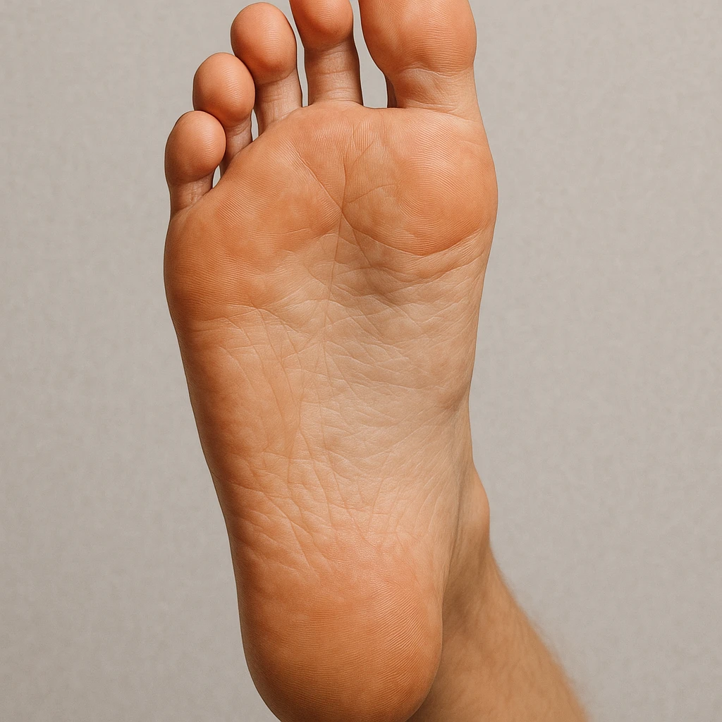 human foot seen from below, sole clearly visible, realistic style, anatomical details emoji