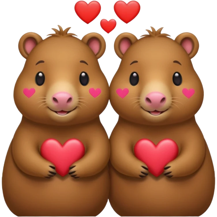 Capibaras amorosos con corazones emoji
