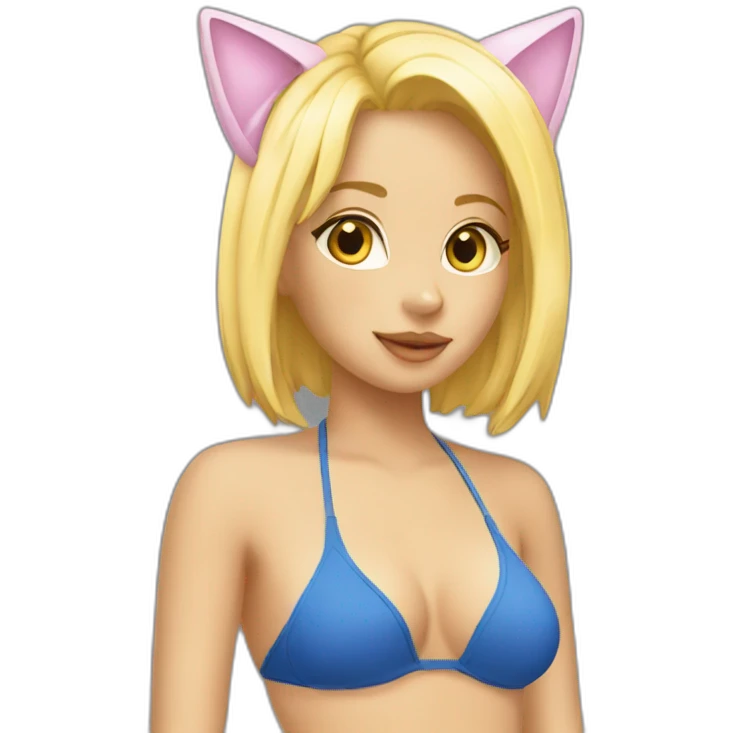 hot catgirl blonde swim suit emoji