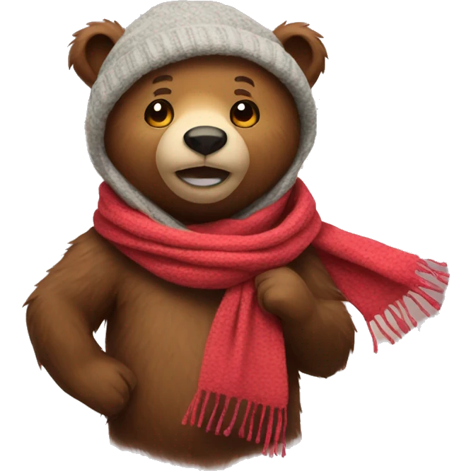Bear with scarf emoji
