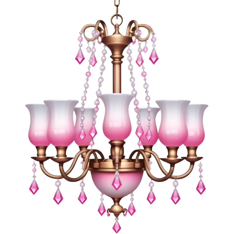 PInk and White gradient Bell with chained hanging crystals CHANDELIER emoji