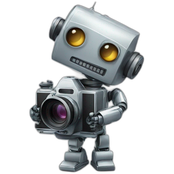 robot holding a film camera emoji