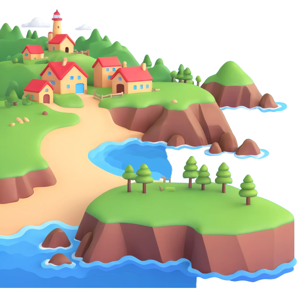 coastline with seagulls flying above emoji