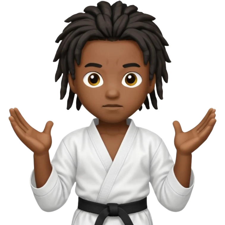 karate boy, black skin, dreadlocks emoji