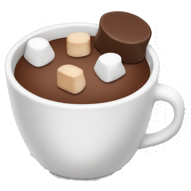 christmas maron colour cup with chocolate and marshmallows emoji