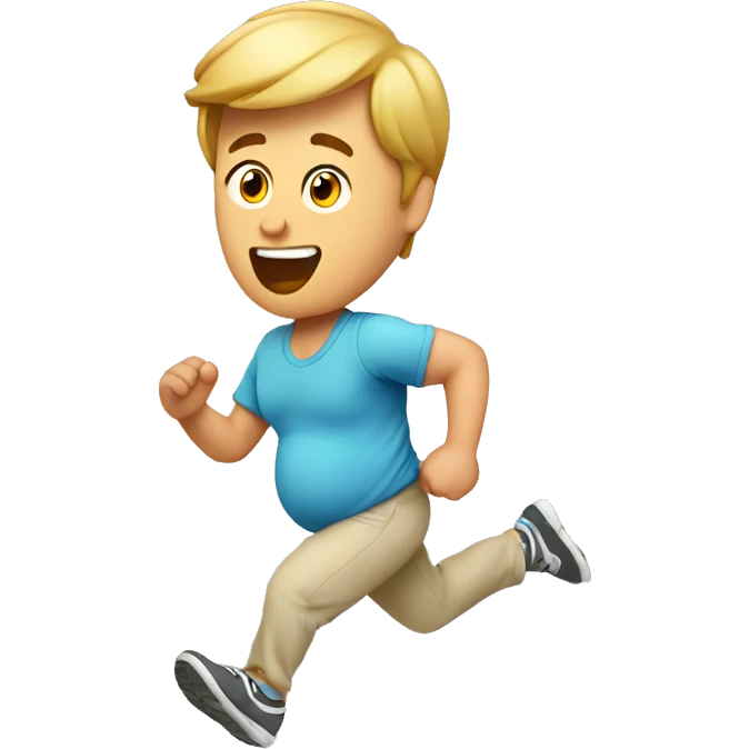 running pregnant man, a very round round big big pregnant belly emoji