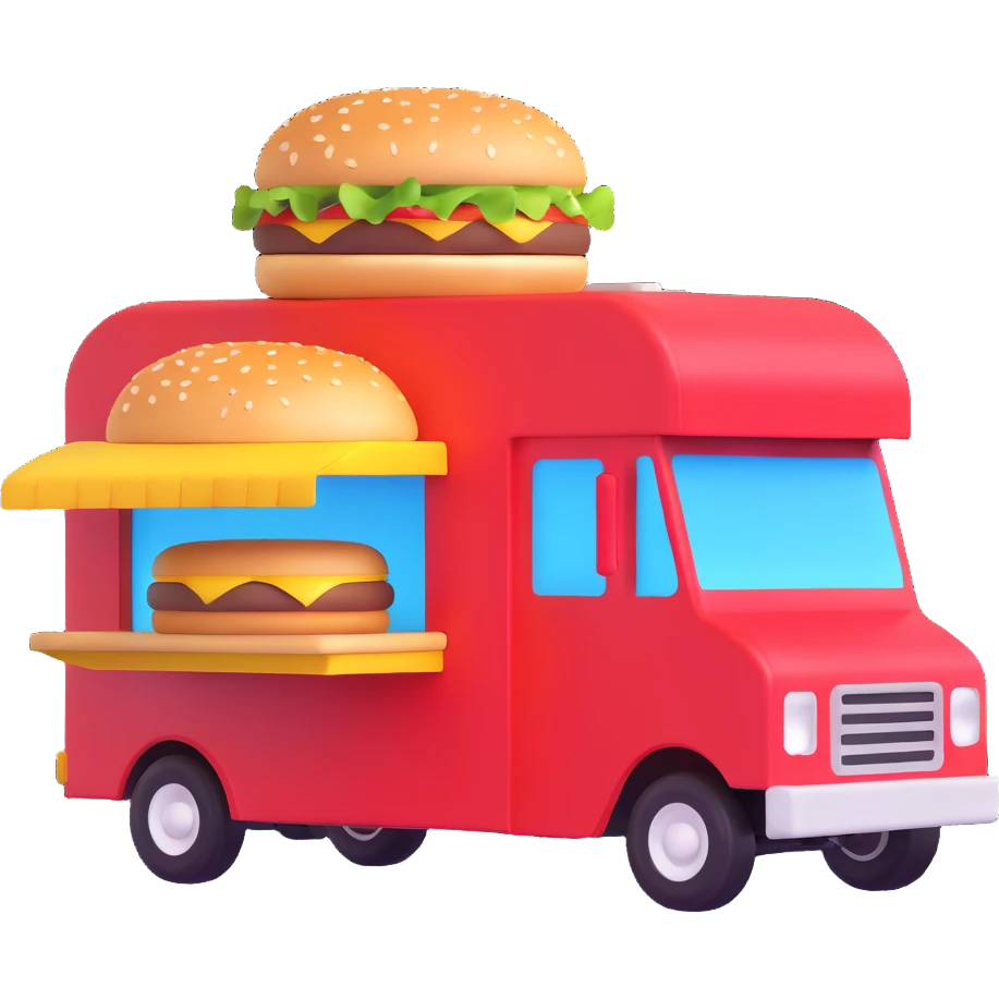 generate me a 3D hamburger food truck emoji