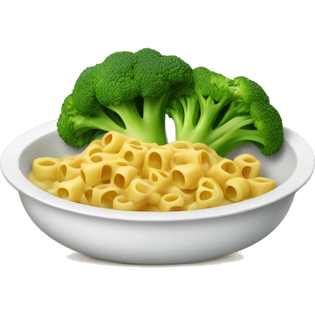 dish with macaroni and pieces of broccoli emoji