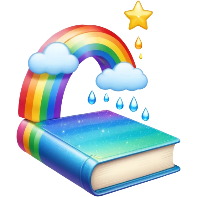 book with rainbow and sparkles, no characters emoji