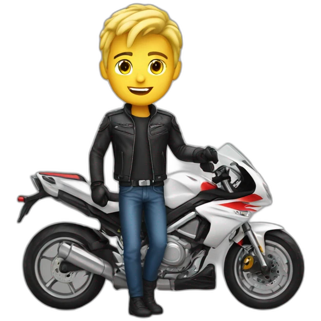 Jeune homme blond motard emoji