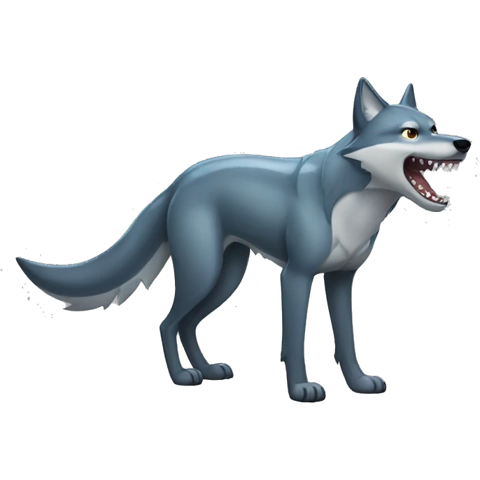 Shiny Wolf with a shark tail Full Body emoji