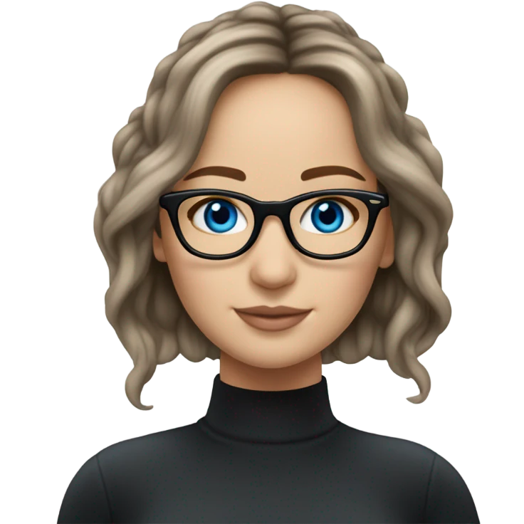 Realistic Jennifer Lawrence brunette wearing black glasses and blue eyes  emoji