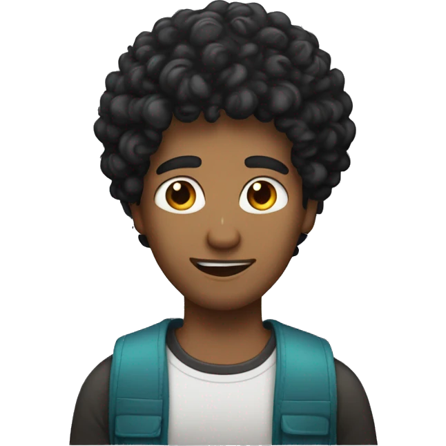 Black curly hair on indian guy emoji