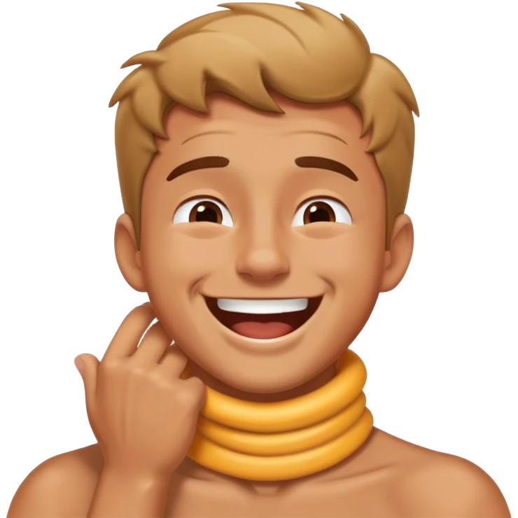 guy grabbing his neck while laughing  emoji