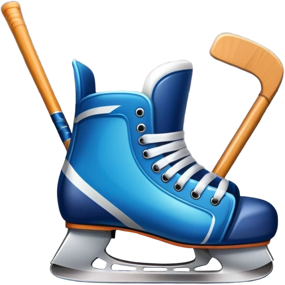 Please, make An icon featuring The background shows a packed stadium with cheering fans, bright arena lights, and an icy rink and close-up shots of key hockey equipment: a hockey stick, puck, and skates. Transparent background highlights the essentials of the game and the thrill of the sport. emoji