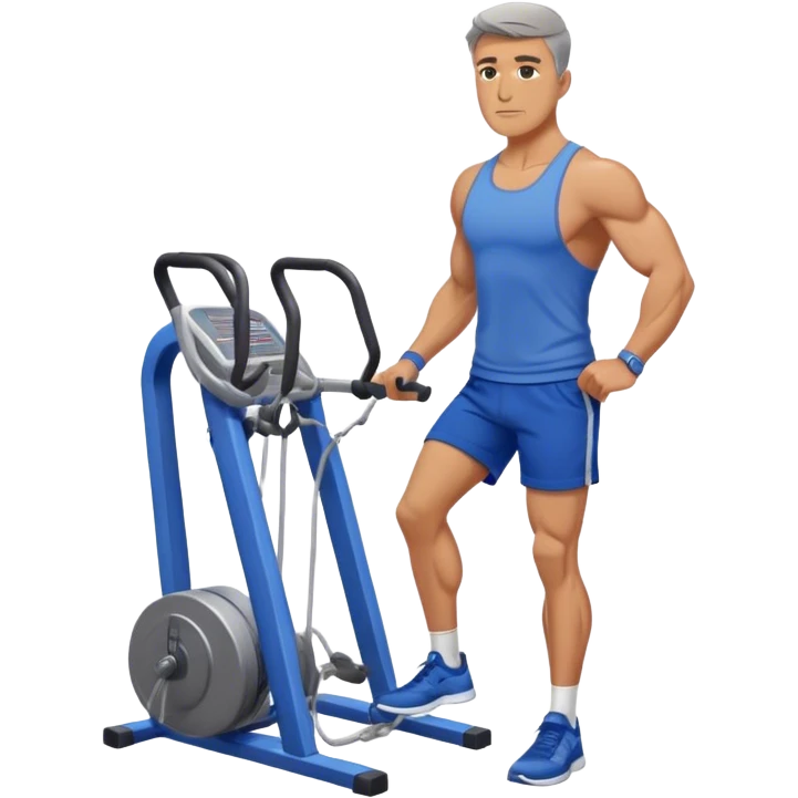 standing fit man with blue shorts cable-machine-exercise emoji