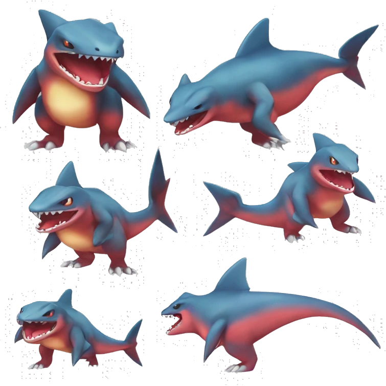 Sharpedo-Charmeleon-Gible-Larvitar-Fakémon Full Body emoji