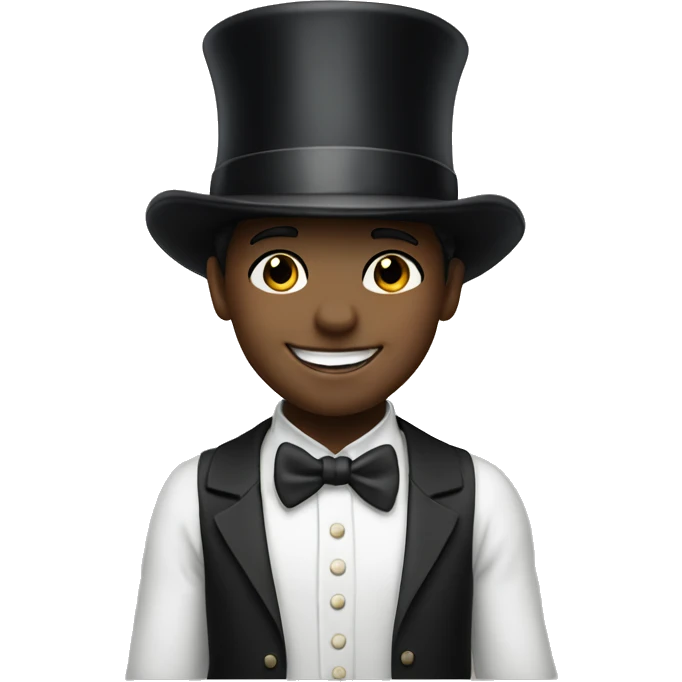 Smiling boy white skin in top hat emoji