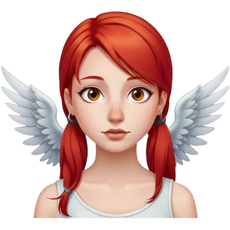 make a girl with red straight hair and a wing nose piercing emoji