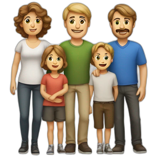 Exactly 5 person European Family consisting of 1 Man, 1 Woman and 3 Boys emoji