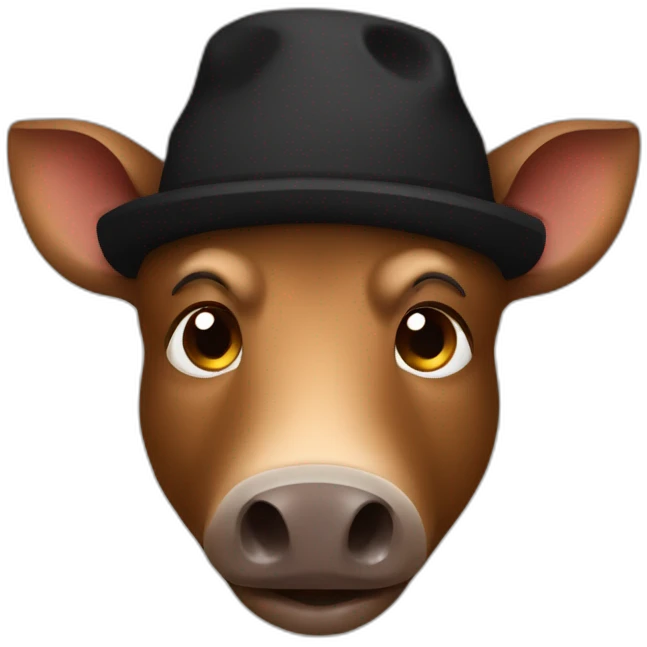 fullface brown boar tired of life with a black winter hat emoji