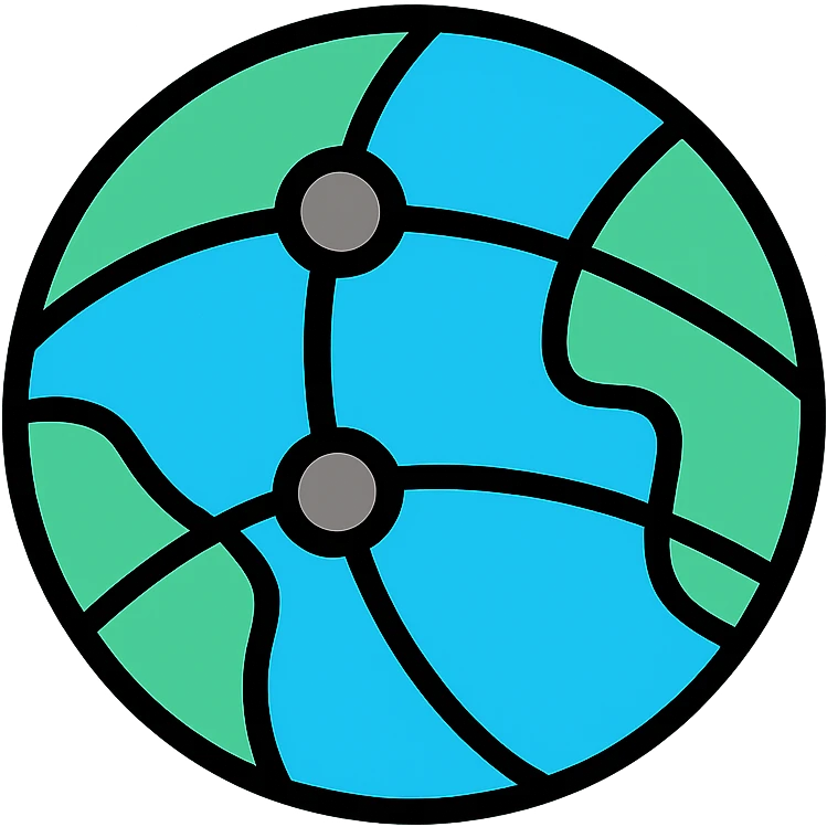 stylized globe with network lines, internet icon emoji