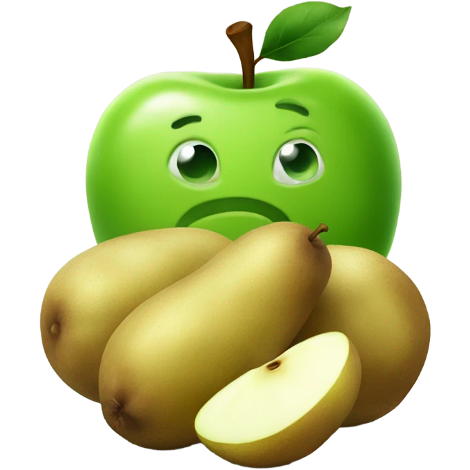 green apple and a pile of potatoes emoji