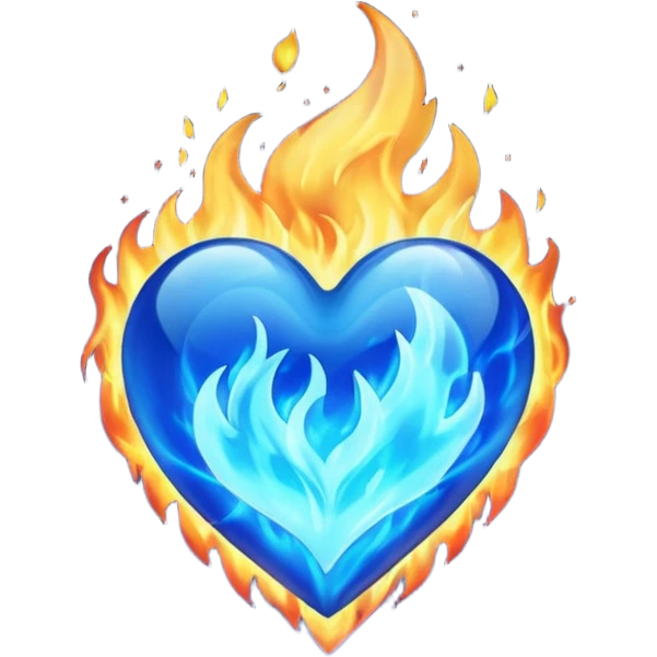 Emoji style Blue fire heart  emoji