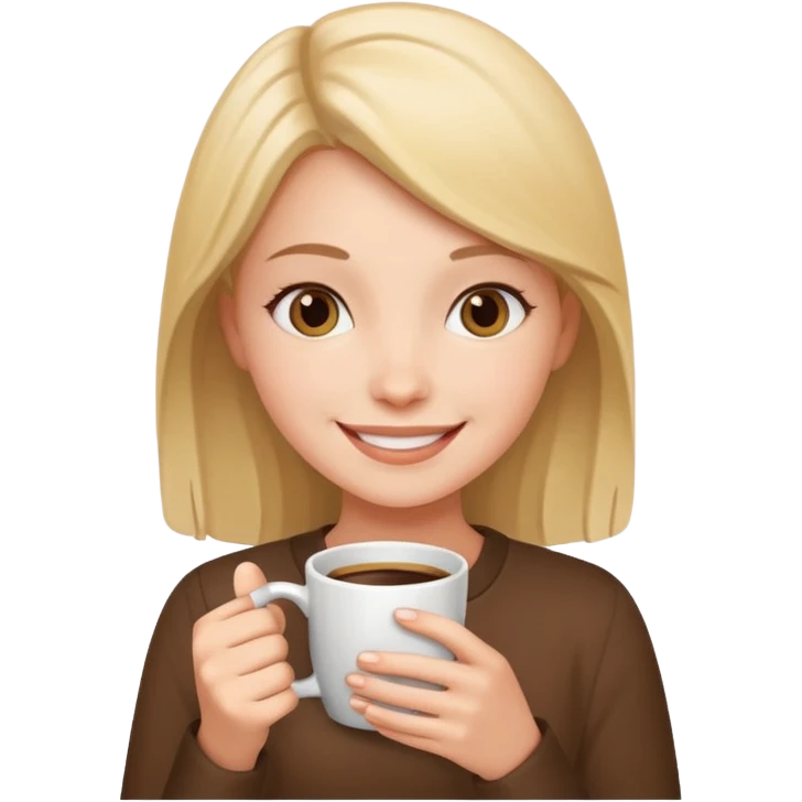 smiling girl with coffee mug emoji