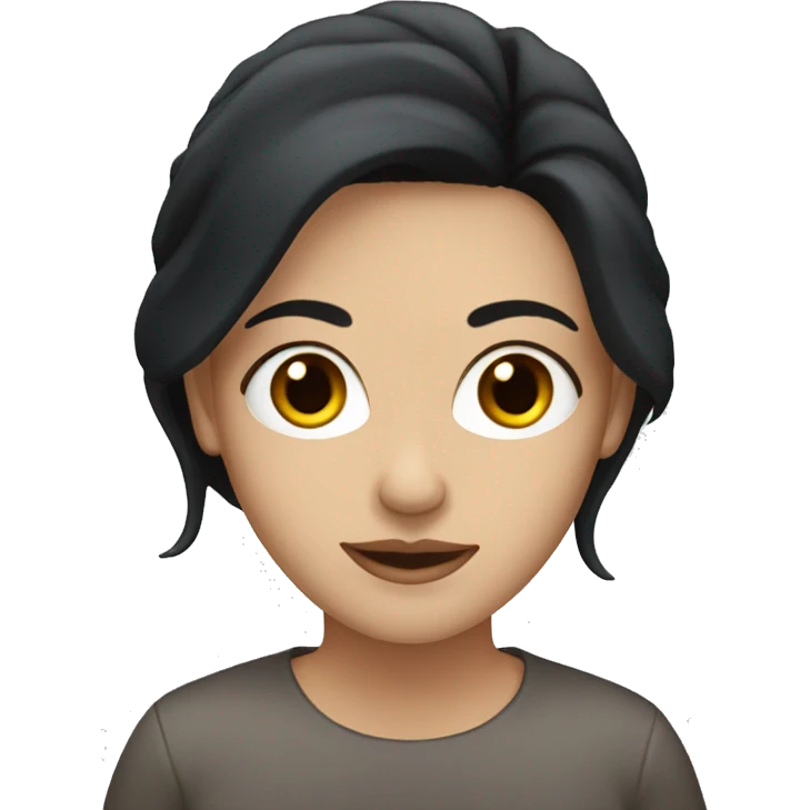 White woman with long black hair and brown eyes emoji