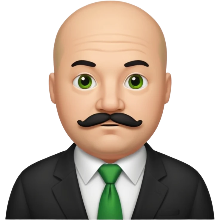 fat Bald guy with thick black mustache & green tie emoji