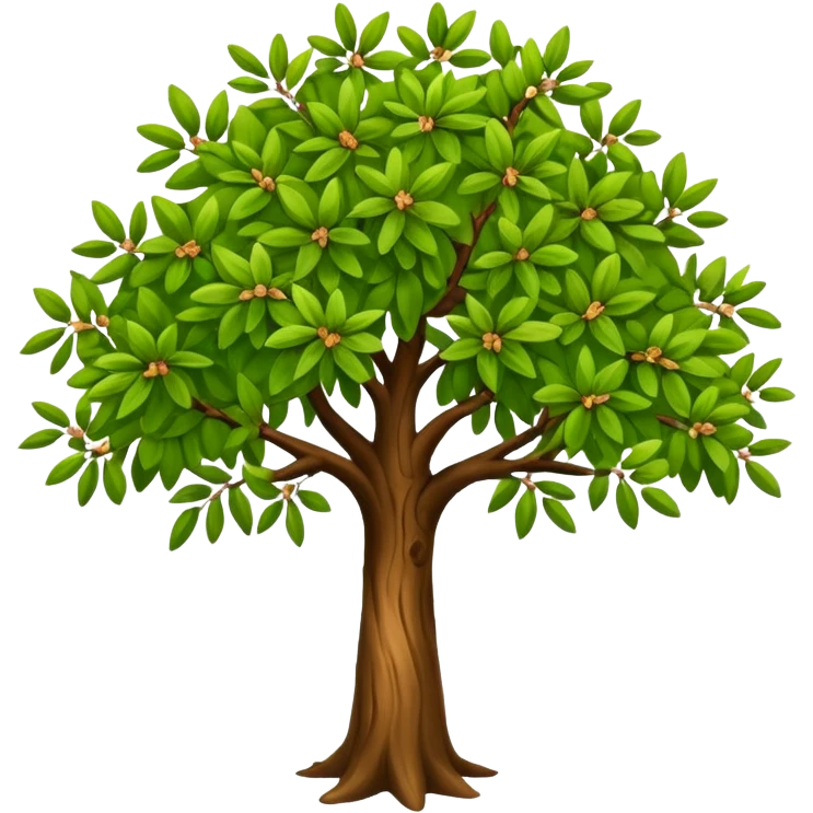 big almond tree with almost green leaves emoji