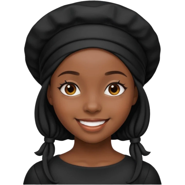 Black girl with black bonnet and black top on emoji