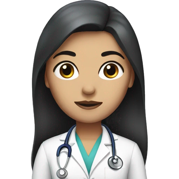 doctor woman with long  dark brow hair emoji