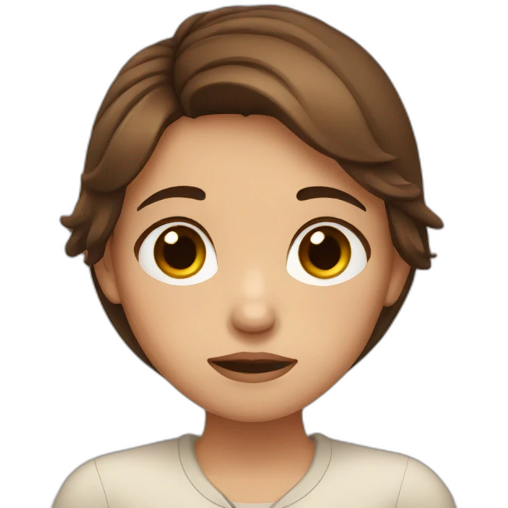 Girl with brown hair feeling sorry emoji