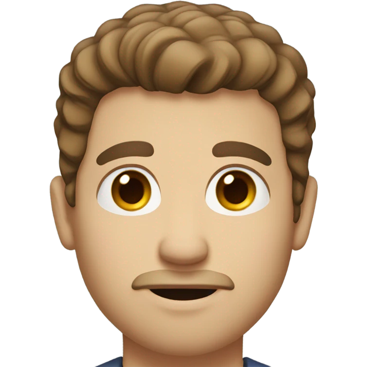White guy with brown hair and brown eyes with a small beard  emoji