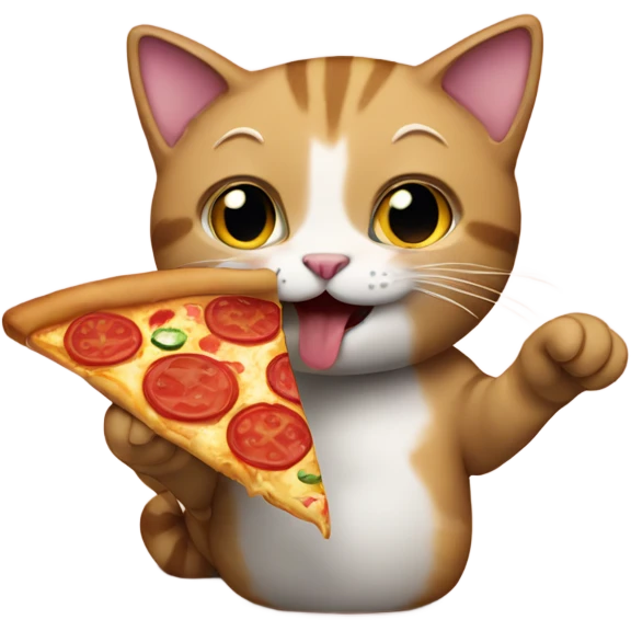 Cat eating   a pizza  emoji