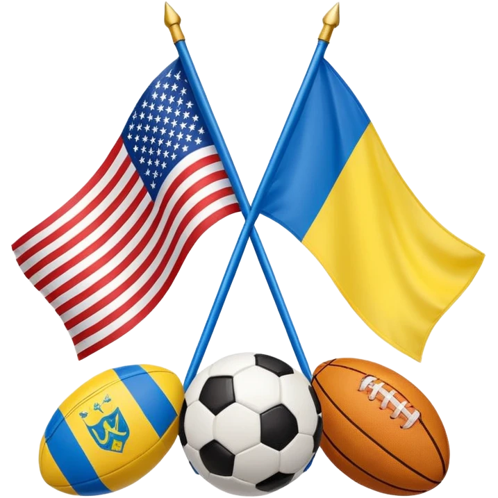 usa and ukraine flags together, sport equipment under emoji