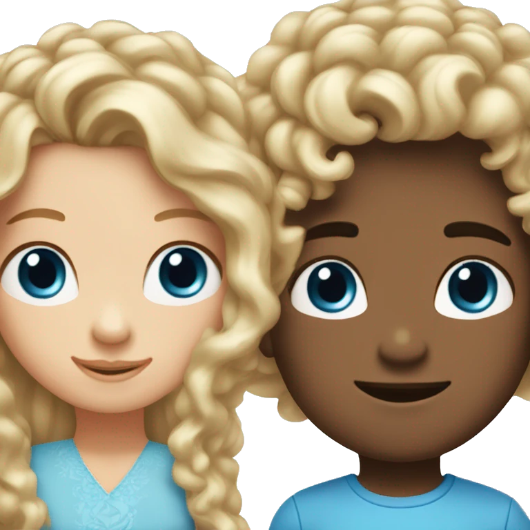 girl with long blonde hair and blue eyes, in love with boy with curly brown hair emoji