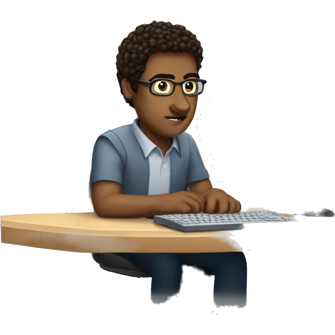 Seth working at computer nerdy emoji