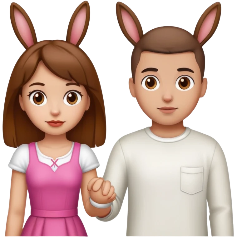 bad bunny singer and a girl with brown hair holding hands emoji