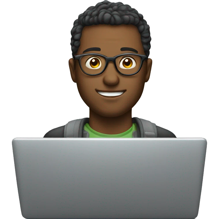 Man with spectacles behind a laptop emoji