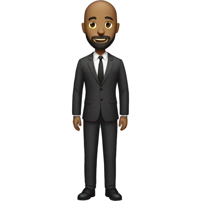 Full length suited bald headed black man with a beard emoji