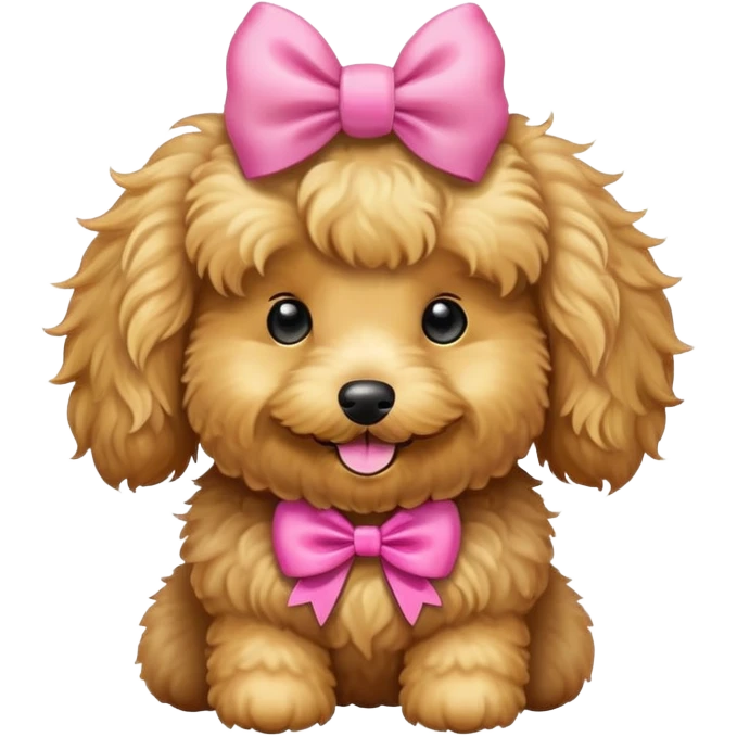 golden mini doodle with pink bow emoji