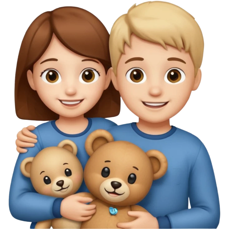 kids with teddy bear emoji