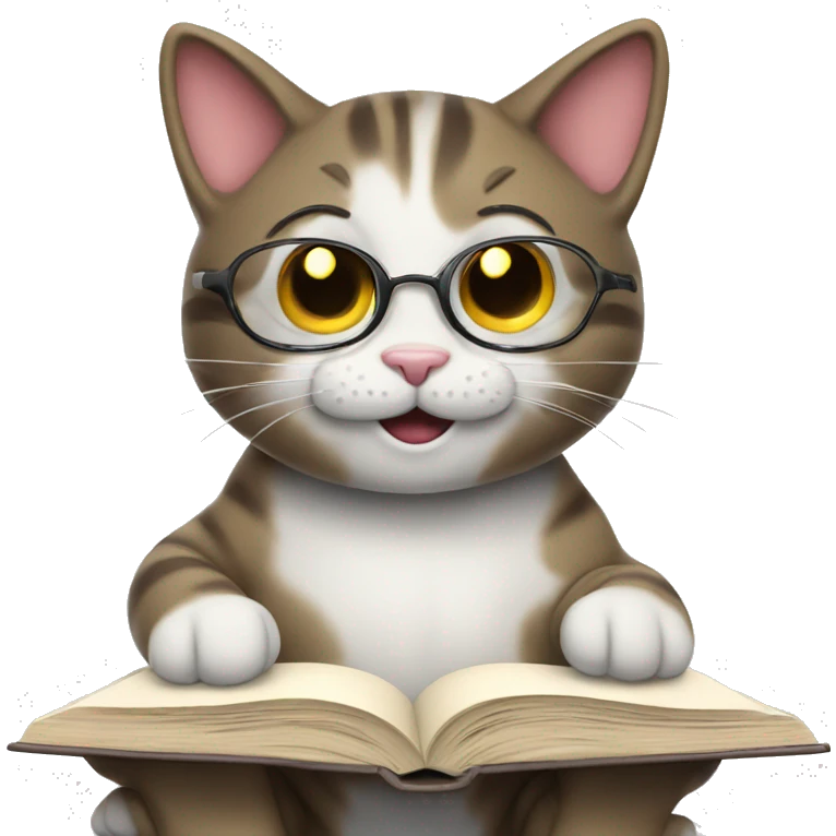 Happy cat studying  emoji