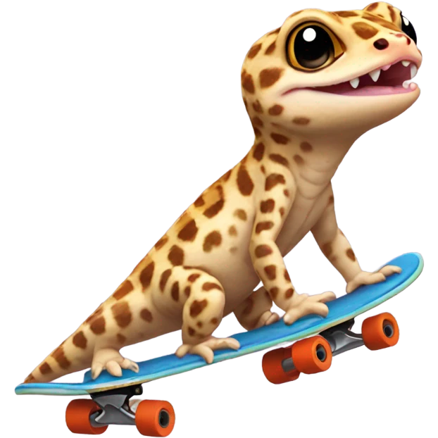 Leopard gecko riding a skateboard   emoji