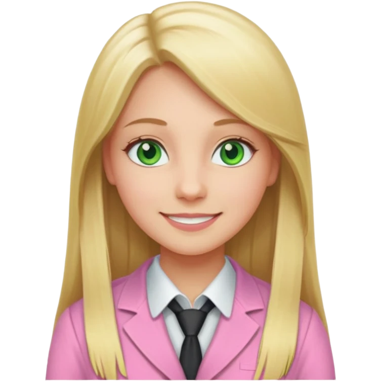 Green eyes office girl with straight long blonde hair barboe emoji